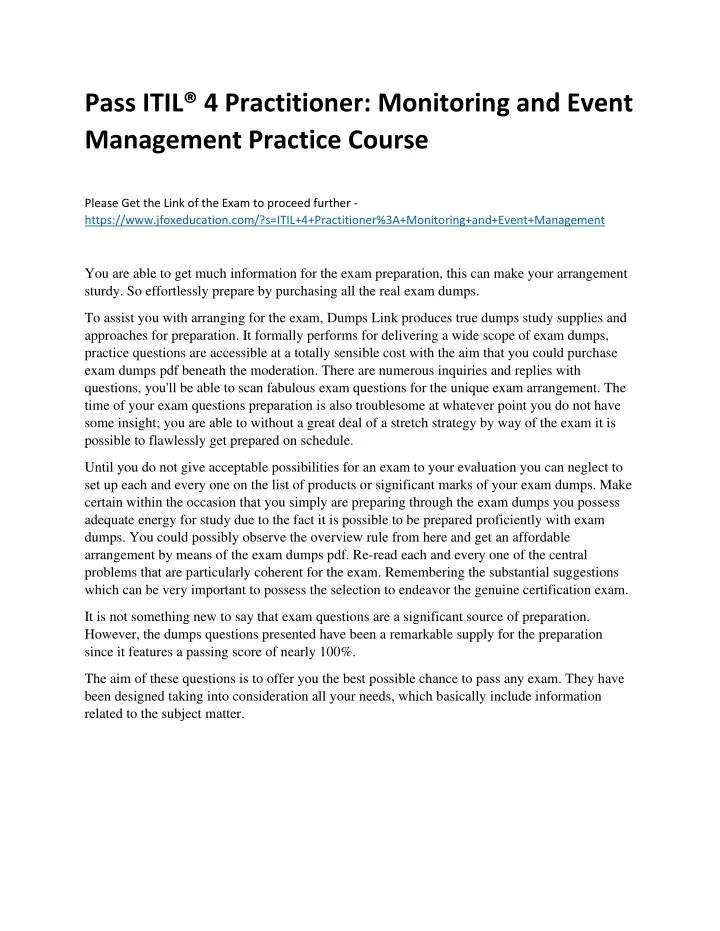 pass itil 4 practitioner monitoring and event