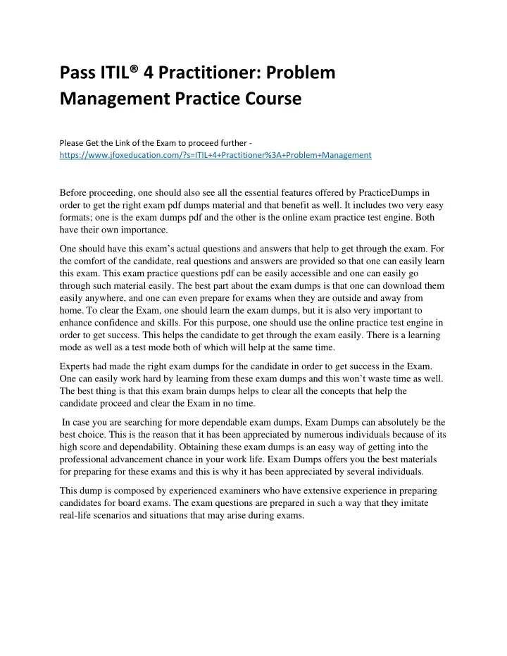 pass itil 4 practitioner problem management