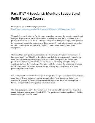 pass itil 4 specialist monitor support and fulfil