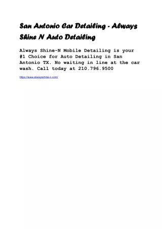 San Antonio Car Detailing - Always Shine N Auto Detailing