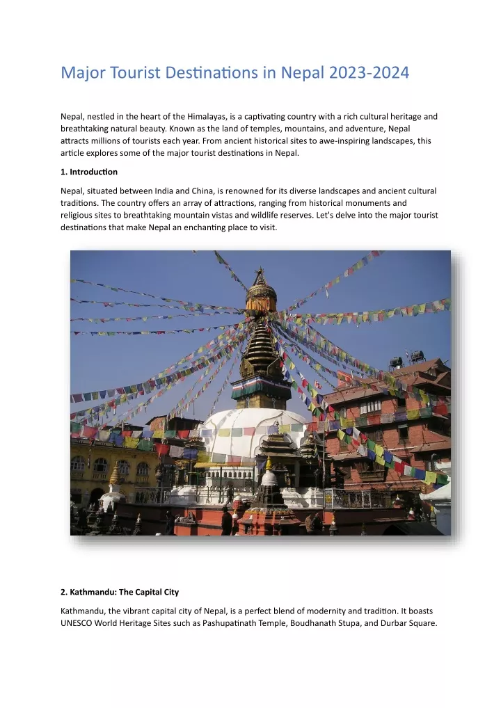 major tourist destinations in nepal 2023 2024
