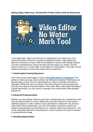 "Create Professional-Quality Videos Without Watermarks Using Simplified's Video