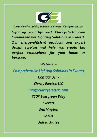 Comprehensive Lighting Solutions In Everett  Clarityelectric