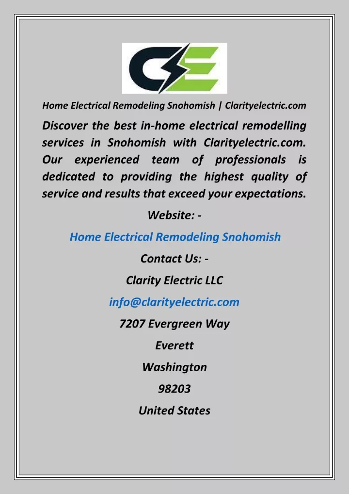 home electrical remodeling snohomish