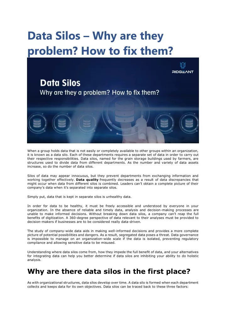 data silos why are they problem how to fix them