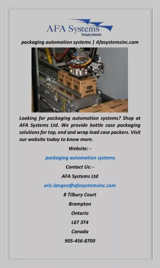 packaging automation systems  Afasystemsinc