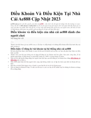 Dieu Khoan Va Dieu Kien Tai Nha Cai ae888 Cap Nhat Hien Nay