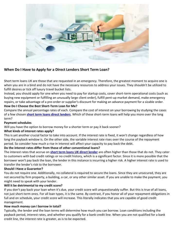 when do i have to apply for a direct lenders
