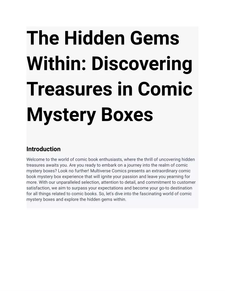 the hidden gems within discovering treasures