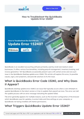 Troubleshoot the QuickBooks Update Error 15240 - Saasant