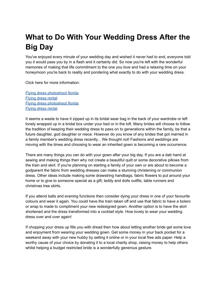 what to do with your wedding dress after