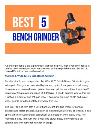 Best Bench Grinder (Top 5 Picks)
