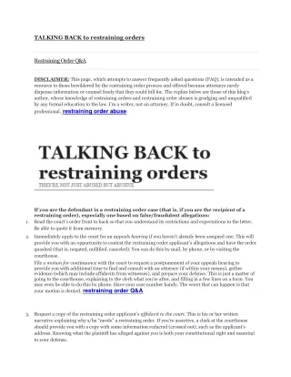 talking back to restraining orders