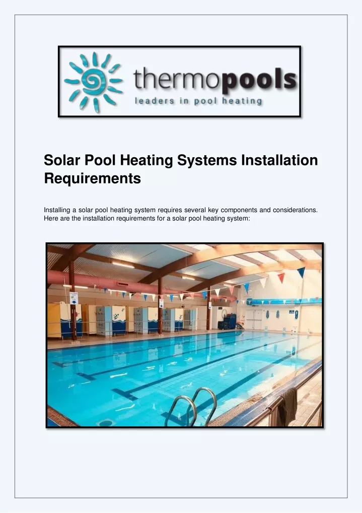 solar pool heating systems installation