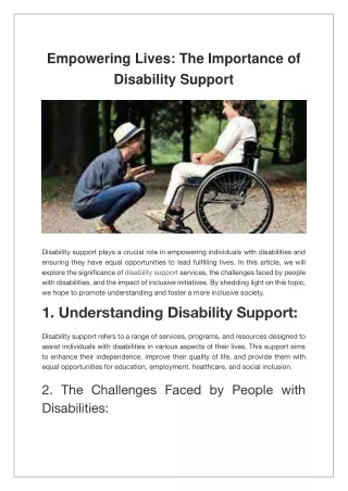 Empowering Lives The Importance of Disability Support