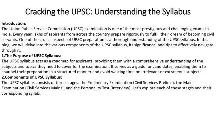 cracking the upsc understanding the syllabus