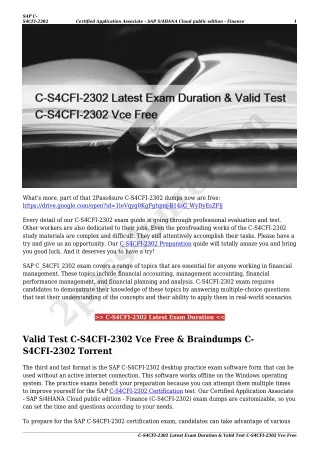 C-S4CFI-2302 Latest Exam Duration & Valid Test C-S4CFI-2302 Vce Free