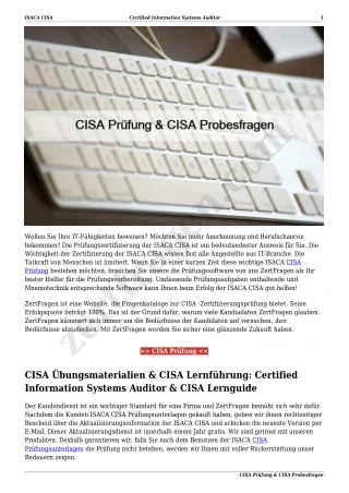 CISA Prüfung & CISA Probesfragen