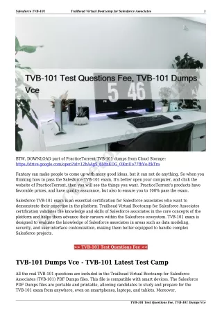 TVB-101 Test Questions Fee, TVB-101 Dumps Vce