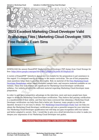 2023 Excellent Marketing-Cloud-Developer Valid Braindumps Files | Marketing-Cloud-Developer 100% Free Reliable Exam Sims