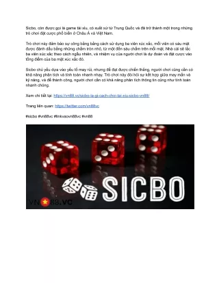 Các luật chơi Sicbo cần nắm khi tham gia chơi tại nhà cái vn88vc.