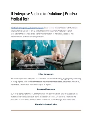 IT Enterprise Application Solutions | PrimEra Medical Technologies