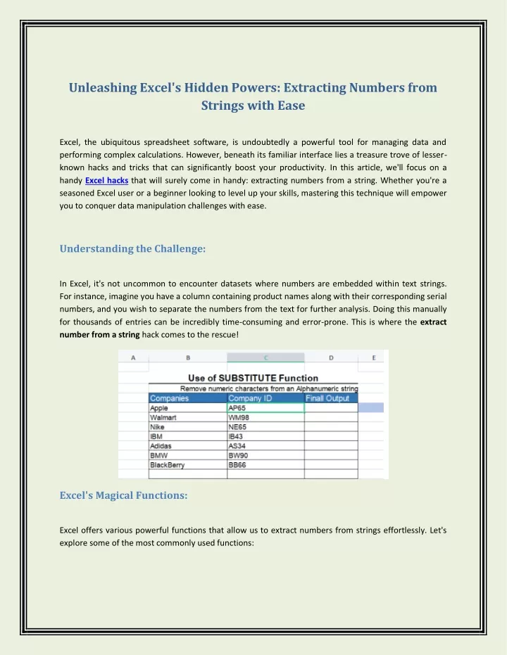 unleashing excel s hidden powers extracting