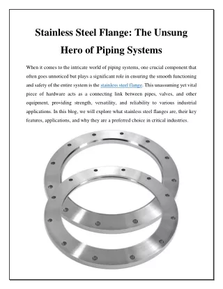 Stainless Steel Flange The Unsung Hero of Piping Systems