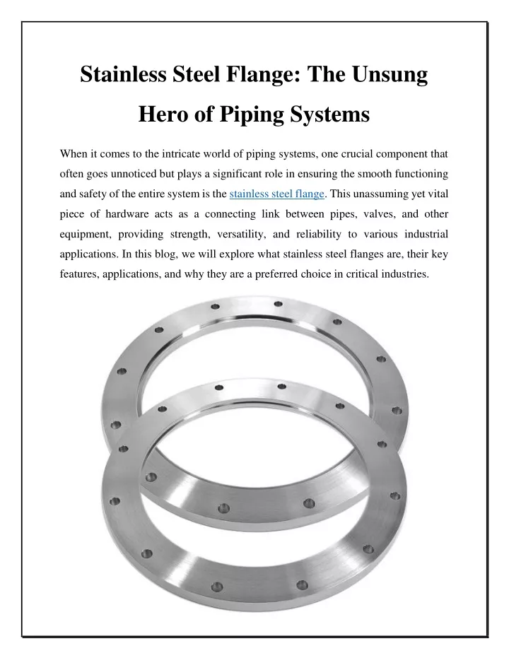 stainless steel flange the unsung