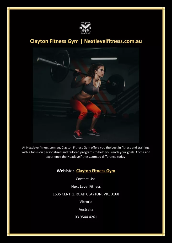 clayton fitness gym nextlevelfitness com au