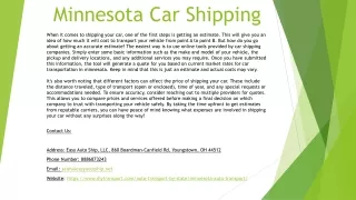 Minnesota Car Shipping