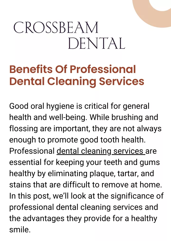 benefits of professional dental cleaning services