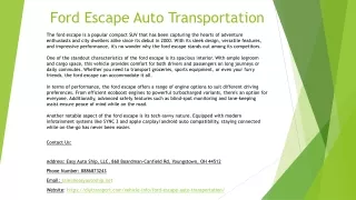 Ford Escape Auto Transportation