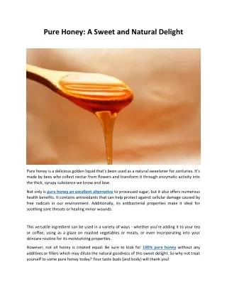 Pure Honey: A Sweet and Natural Delight