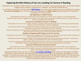 Exploring the Mot History of Cars at a Leading Car Service in Reading