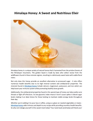 Himalaya Honey: A Sweet and Nutritious Elixir