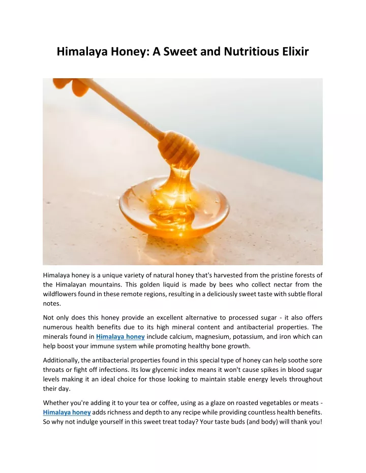 himalaya honey a sweet and nutritious elixir