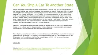 Can You Ship A Car To Another State