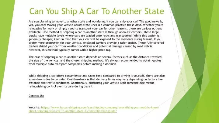 can you ship a car to another state