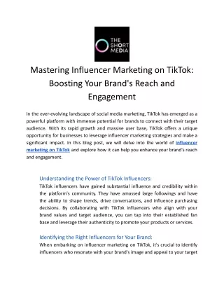 Influencer Marketing On Tiktok