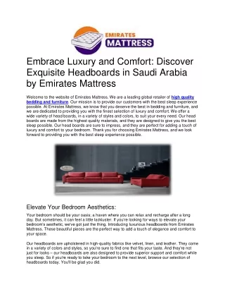 Emirates Mattress: Redefining Designer Beds in Oman