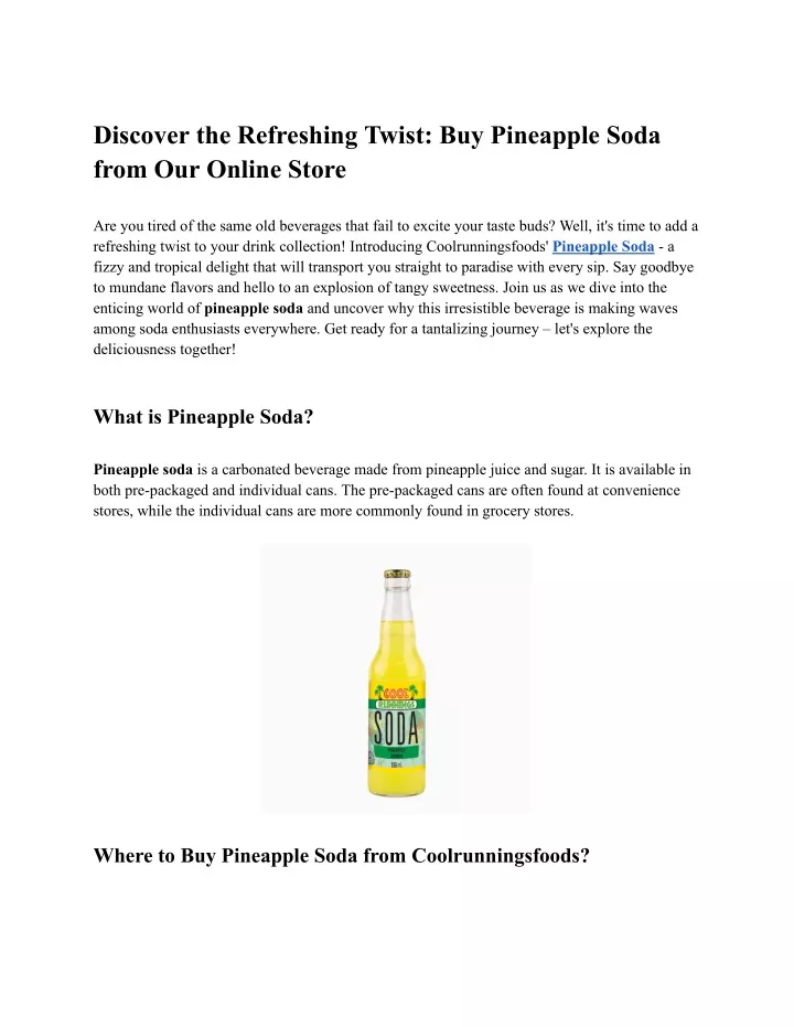 discover the refreshing twist buy pineapple soda