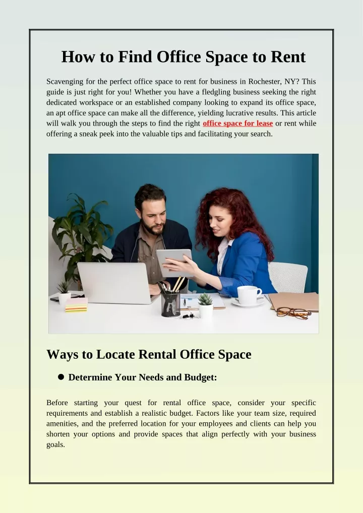 how to find office space to rent