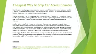 Cheapest Way To Ship Car Across Country