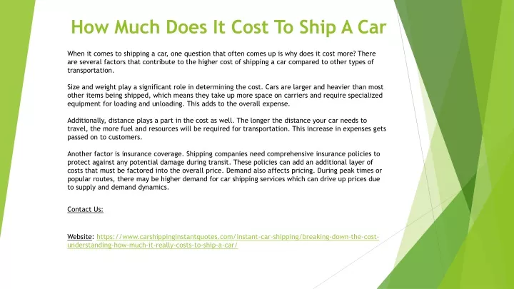 how much does it cost to ship a car