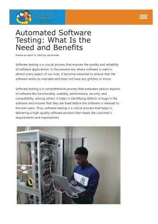 automated software testing what is the need