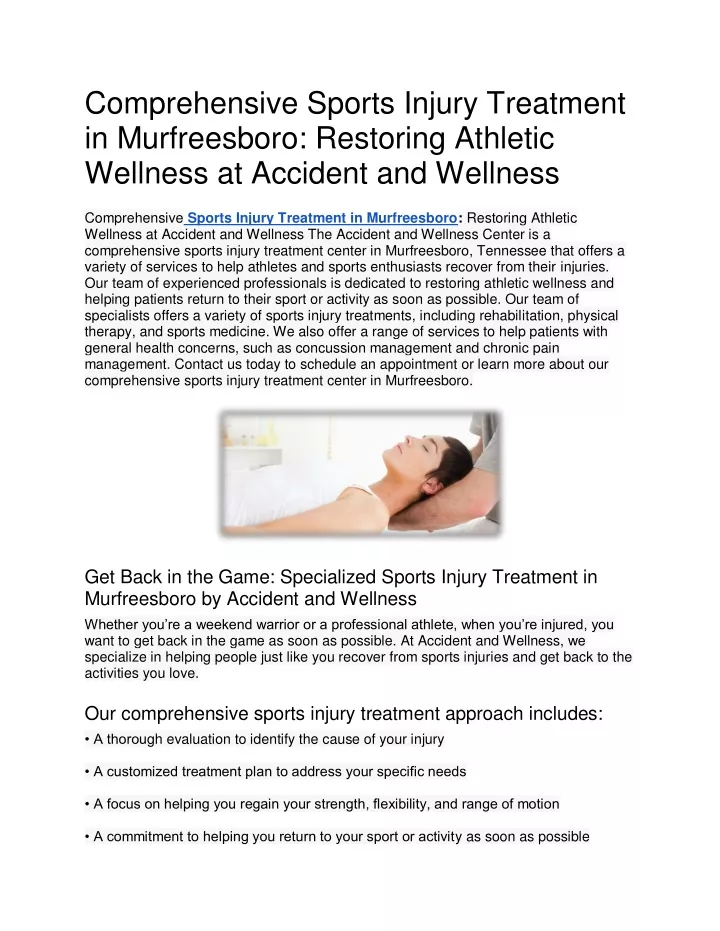 comprehensive sports injury treatment