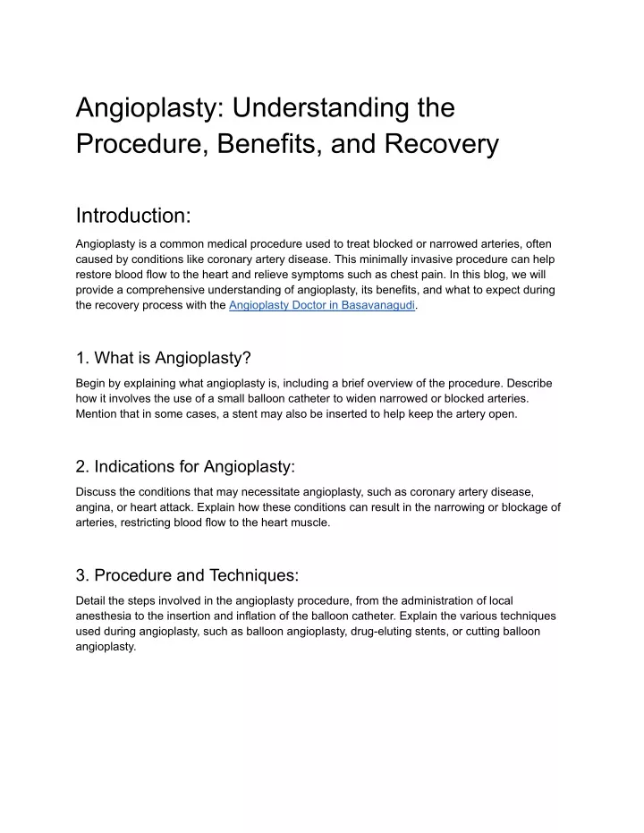 angioplasty understanding the procedure benefits