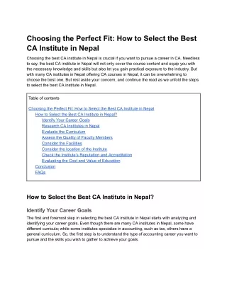 Choosing the Perfect Fit_ How to Select the Best CA Institute in Nepal
