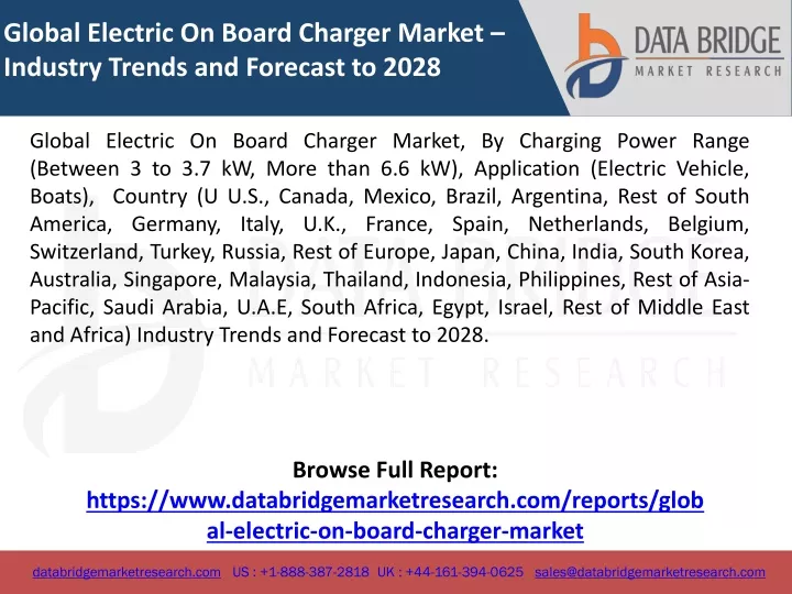 global electric on board charger market industry